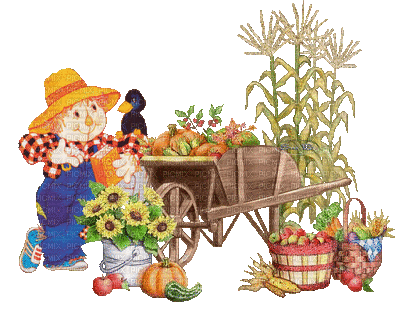 automne décoration épouvantail_autumn decoration scarecrow__Blue DREAM 70 - GIF animado gratis