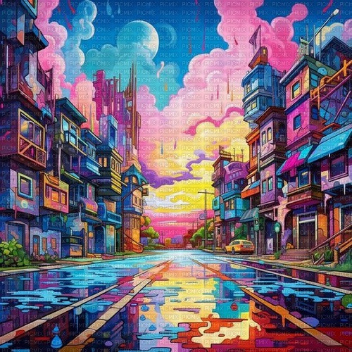 rainbow background city background - gratis png