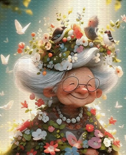 flower power granny - ingyenes png