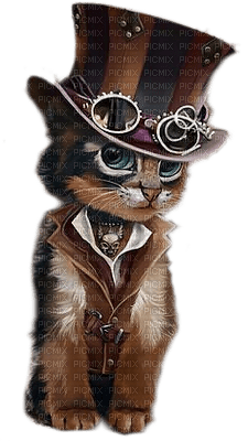 steampunk cat paintinglounge - bezmaksas png