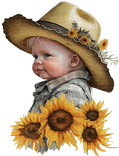 Sunflowers - Cowboy - Baby - ücretsiz png