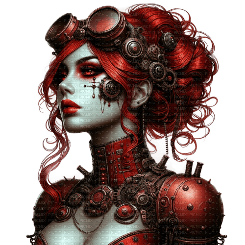 Woman - Steampunk - Red - ücretsiz png