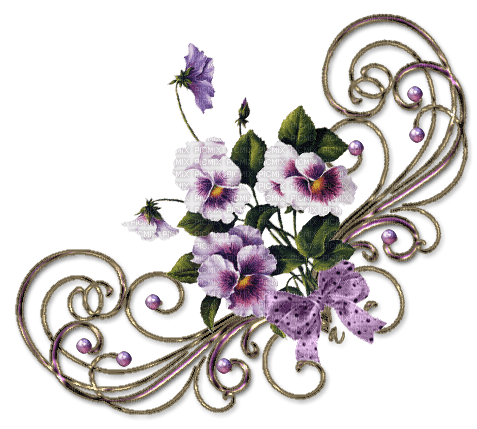 dolceluna deco scrap flowers purple - ücretsiz png