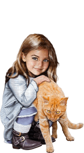 A menina e seu gato Teeh - png gratis