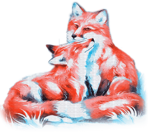 soave animals autumn deco fox couple - 免费PNG