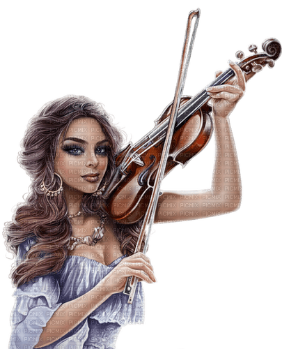 Woman with a violin. Music. Leila