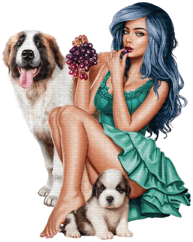 Woman. Dogs. Grapes. Leila - besplatni png