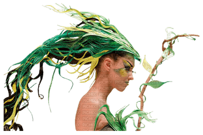 woman green fantasy femme vert fantaisie - 免费PNG