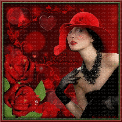 femme chapeau - Δωρεάν κινούμενο GIF