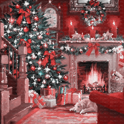 kikkapink background winter christmas tree room - GIF animé gratuit