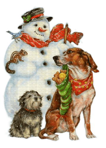 loly33 bonhomme de neige chien - gratis png