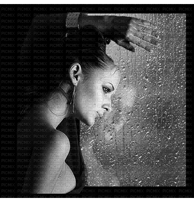 Woman at the window, rainy day. - Ingyenes animált GIF