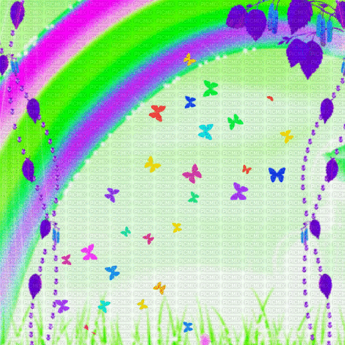 VE / BG/animated.rainbow.butterflies.green.idca - Gratis geanimeerde GIF