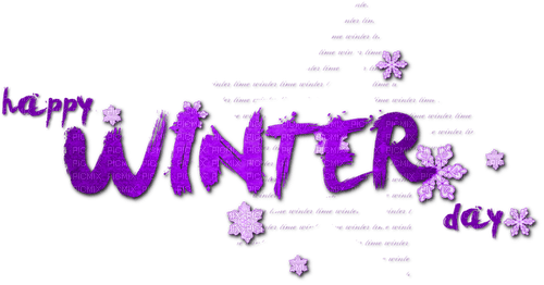 Happy Winter Day.Text.Purple - gratis png