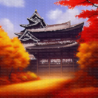 kikkapink autumn oriental asian background - GIF animate gratis