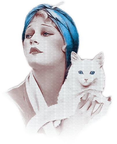 soave woman vintage cat friends blue brown - zadarmo png