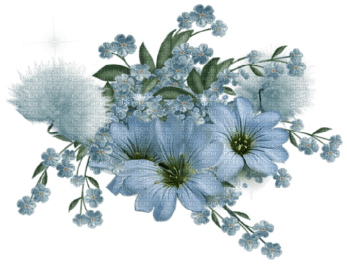 Blue flowers vintage deco [Basilslament] - png ฟรี