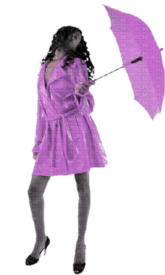 Woman Violet Umbrella Black  - Bogusia - фрее пнг