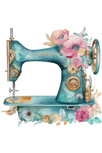 deco, sewing machine, nähmaschine, vintage - PNG gratuit