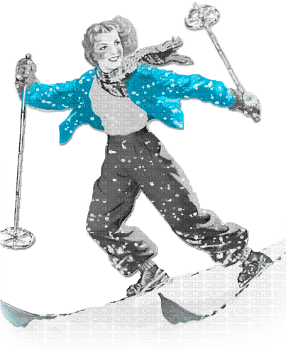 soave woman vintage winter christmas ski sport - zadarmo png