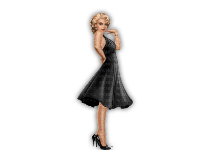 minou-woman-black dress - PNG gratuit