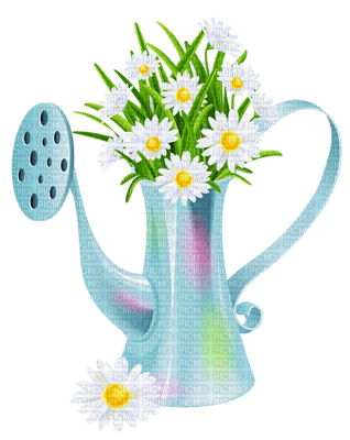 Kaz_Creations Spring Deco Flowers Watering Can - nemokama png
