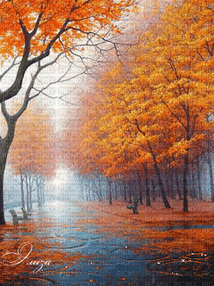 autumn rain nature gif landscape paysage - Bezmaksas animēts GIF