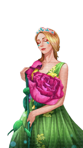 kikkapink woman girl fantasy purple rose - bezmaksas png