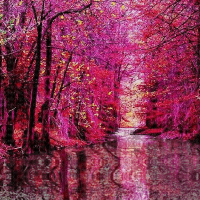 Pink Forest with Water - GIF animé gratuit