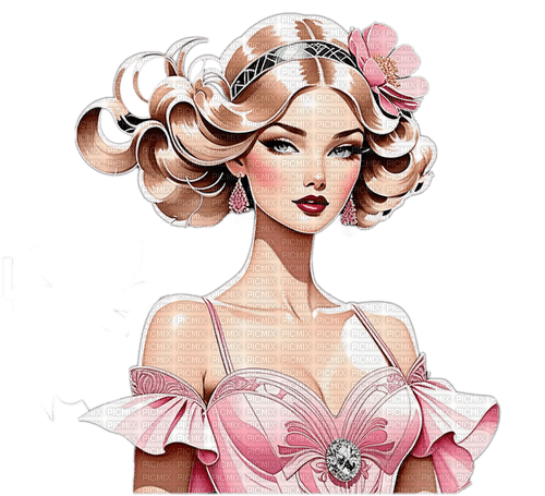 ♡§m3§♡ VDAY art deco female pink vintage - darmowe png