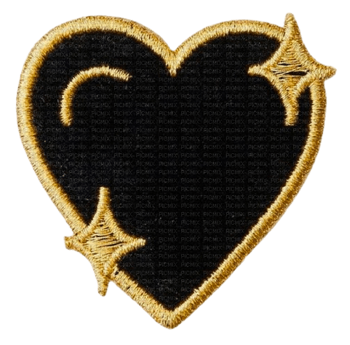 black heart with stars embroidery patch - PNG gratuit
