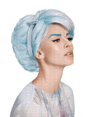 woman blue hair bp - 免费PNG