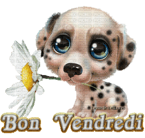 Chien Fleur Blanc Jaune Bon Vendredi:) - 無料のアニメーション GIF