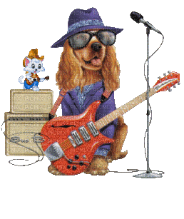 Dog Playing Guitar - GIF animé gratuit