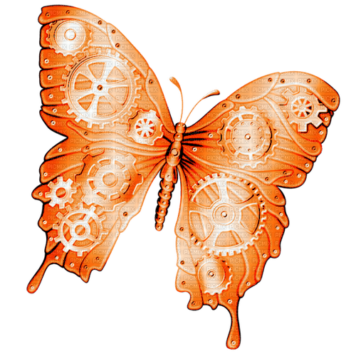 Steampunk.Butterfly.Orange - Free PNG