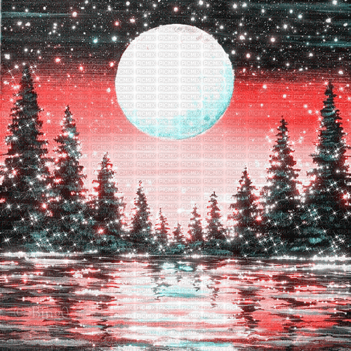 Y.A.M._Fantasy Landscape moon background - GIF animé gratuit