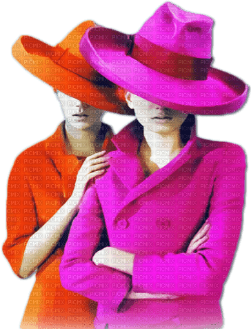 soave woman friends fashion hat pink orange - png ฟรี