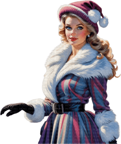 loly33 femme vintage hiver - darmowe png