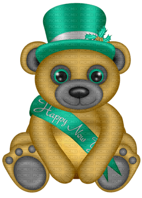 Kaz_Creations Happy New Year Deco Bear - png gratis