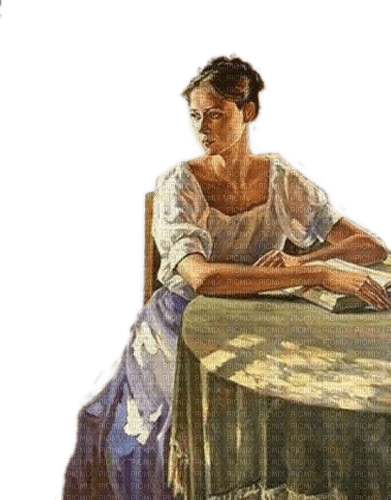 Vintage, Frau, Tisch, Woman - kostenlos png