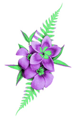 Flowers.Purple.Green - nemokama png