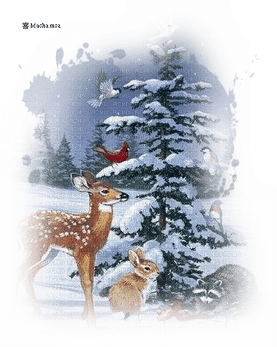 loly33 hiver biche - Free PNG
