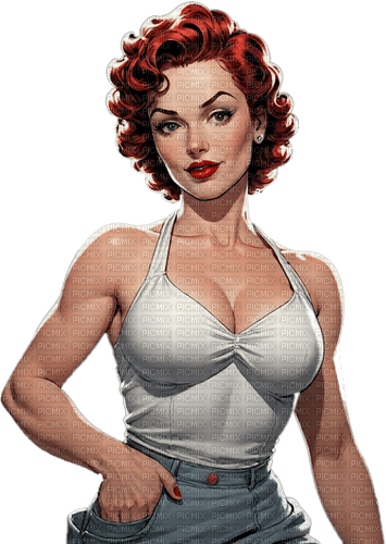 ♡§m3§♡  rosie pinup cartoon red - png gratuito