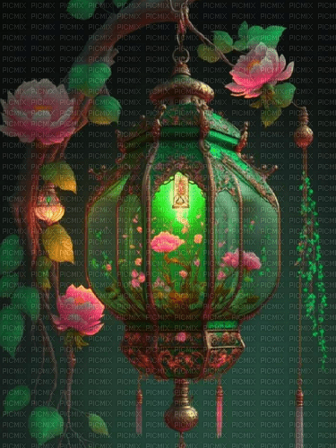 Lantern With Flowers - By StormGalaxy05 - png ฟรี