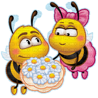 Cute Sweetheart Bees - GIF animé gratuit