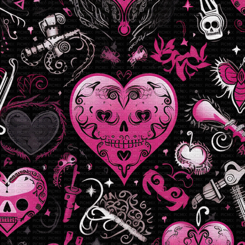 ♥❀❀❀❀ sm3 punk hearts gothic   gif pink - Безплатен анимиран GIF