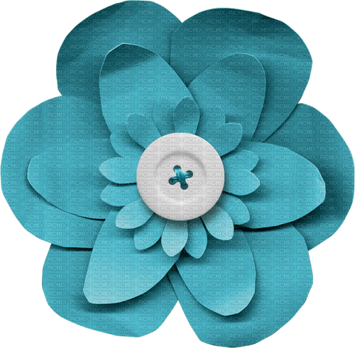 dolceluna blue flower button scrap deco summer - фрее пнг