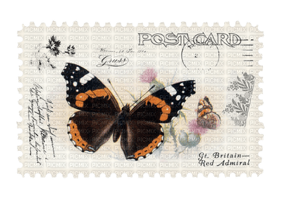 Postcard Butterfly Brown Beige - Bogusia - png gratis