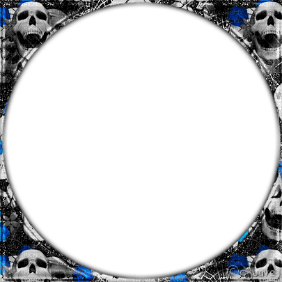 soave frame circle gothic halloween skull flowers - 無料png