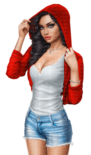 mujer con capucha roja - darmowe png